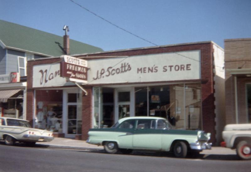 Every downtown had clothing stores like J.P. Scott’s Men’s Store in downtown Bridgeville in the 1950s. DELAWARE PUBLIC ARCHIVES PHOTO
